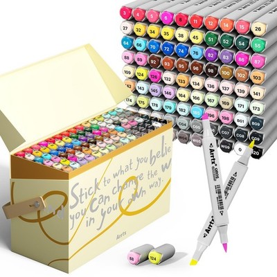 OROS 90 Color Alcohol Markers, Brush and Chisel Tip, suitable for Painting, C...