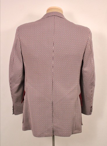 Men's VTG 70s Red & Blue Houndstooth Leisure Suit Sz S 1970s Disco Polyester - Picture 4 of 12