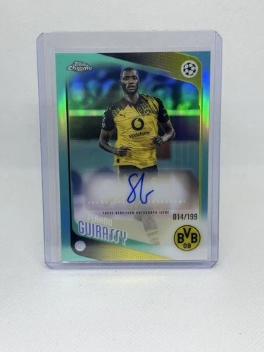 Serhou Guirassy 2025 Topps Chrome UEFA CC #CA-GU Aqua Refractor Auto /199