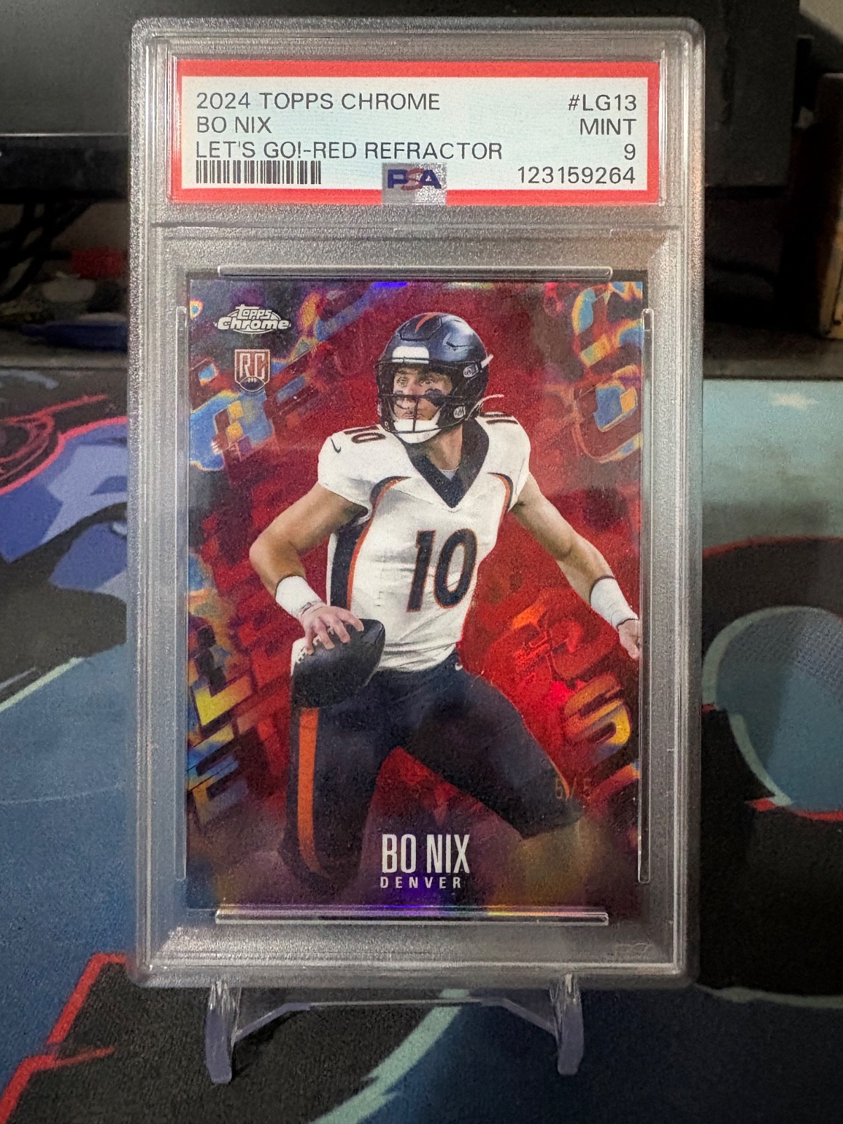 Bo Nix Topps Chrome Let's Go! #LG13 Red Refractor