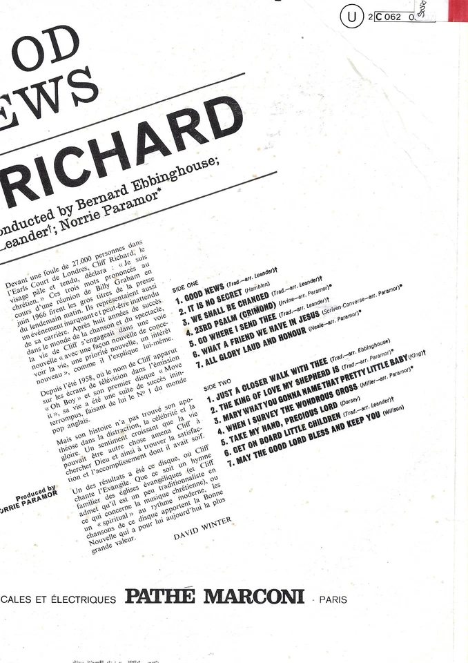 Cliff Richard "Good News" Vinyle 33 t 30 cm - LP - Columbia -1966 - Photo 2/2