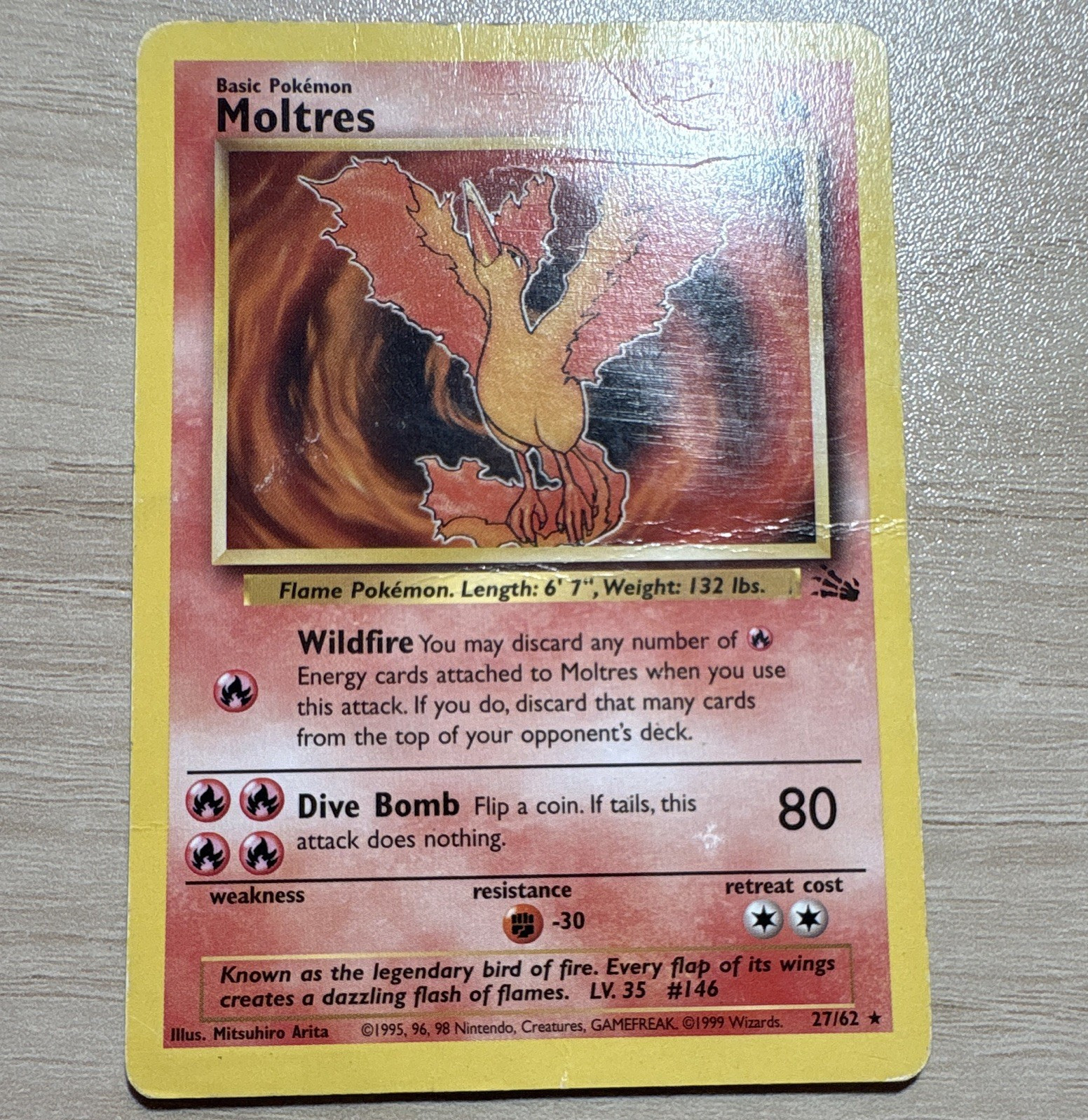 Pokémon TCG Moltres 27/62 Fossil Rare
