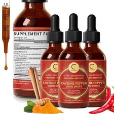 Cayenne Pepper Supplement Liquid Drops Natural Metabolism  Energy Support