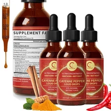 Cayenne Pepper Supplement Liquid Drops Natural Metabolism & Energy Support