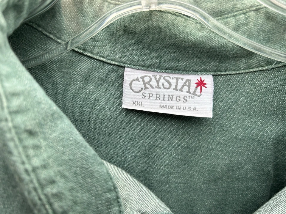 Camisa vintage Stahl's Derby CT JEEP para hombre XXL abotonada L/S con cuello verde Foto 4 de 4