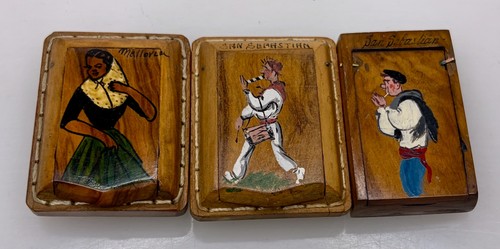 Vintage San Sebastian Basque Spain Wood Vesta Match Safes -  97188
