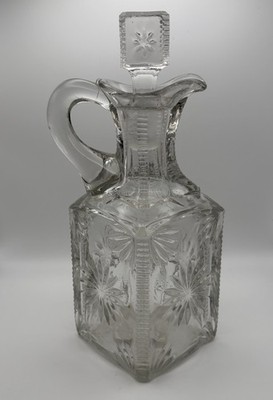 Antique EAPG Decanter w/ Stopper Model Flint Glass Planet Star Pattern Victorian