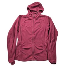 The North Face Jacket Womens Small Pink Hooded Fleece Full Zip Pockets Casual