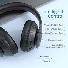 Uliptz Wireless Bluetooth Headphones, 65H Playtime, 6 EQ Sound Modes, HiFi Stere