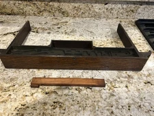 ANTIQUE SINGER TREADLE SEWING MACHINE OAK WOOD CABINET SLIDE OUT CENTER DRAWER