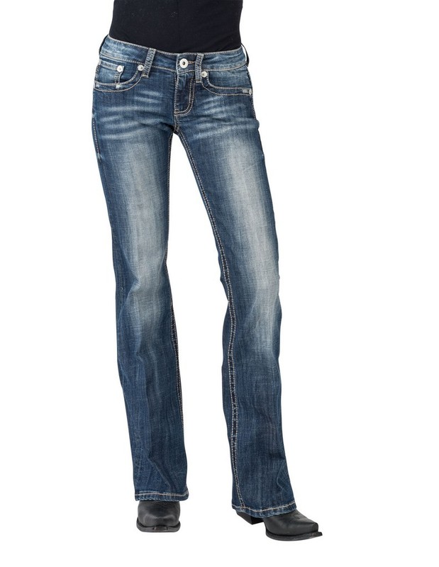 Stetson Western Jeans Womens Slim 10 Long Denim 11-054-0816-0385 BU CLEARANCE