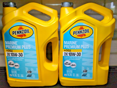 Lot of 2 Pennzoil 10W-30 Marine Premium Plus Outboard 4-Cycle Engine Oil 1 Gal