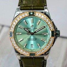 Breitling Super Chronomat Automatic 38 Watch U17356 18K Rose Gold Diamond Bezel