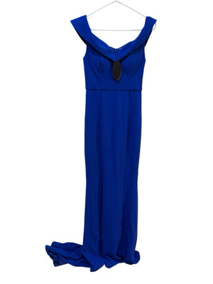 Bariano Australia Off Shoulder Sweetheart Neck Dress Gown With Train Blue Size 4