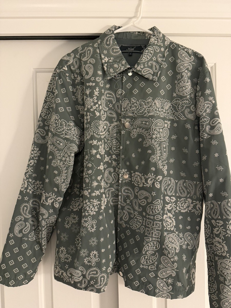 kith flocked deconstructed bandana coaches jacket court size