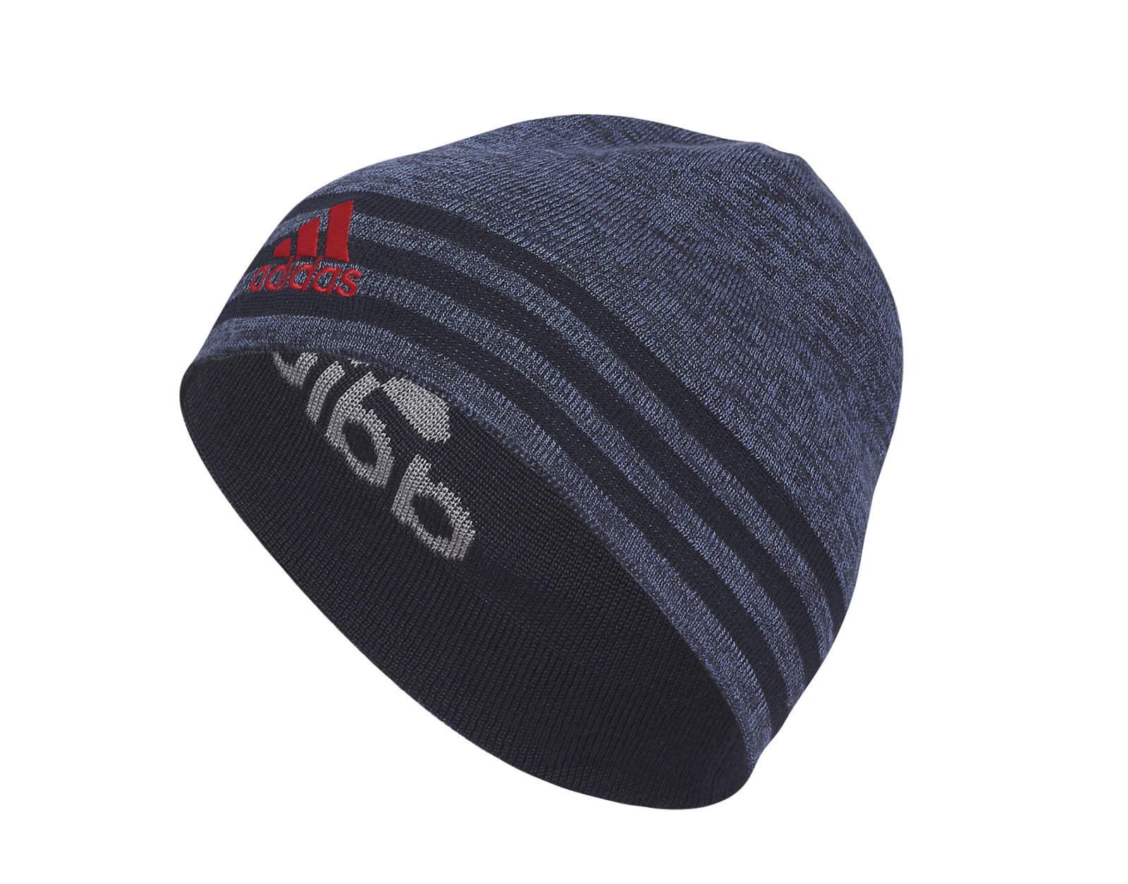 Adidas Men Eclipse Reversible 3 Stripe Beanie Grey Black One Size