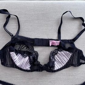 Agent Provocateur Fifi Black Pink 34A/3/2 3 piece Set NWT