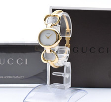 【NEAR MINT w/Box 】 Vintage Gucci 1600 25mm White X Gold Quartz Ladies Japan #7