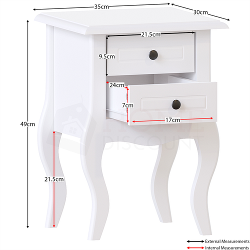 Comodino bianco comodino armadio 2 cassetti camera da letto contenitore mobile - Foto 2 di 7