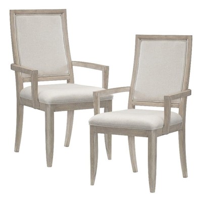 Lexicon Mckewen Contemporary Wood Dining Room Arm Chair in Gray (Set of 2)