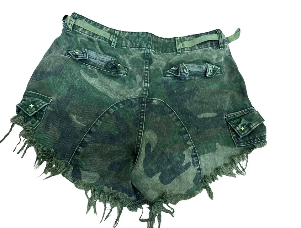 We The Free People Verde Commander Denim Camuflaje Botón Mosca Corte Talla 8 Foto 2 de 4