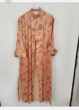 Longevity Hangzhou China Large Peach Satin Floral Kimono Long Ethnic Robe