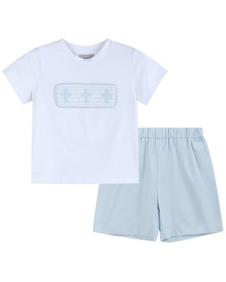 Lil Cactus Short & White Crosses Shirt Set