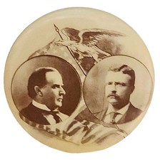 1900 Roosevelt McKinley Eagle Design Original Campaign Button in Unusual Size