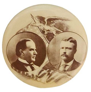 1900 Roosevelt McKinley Eagle Design Original Campaign Button in Unusual Size