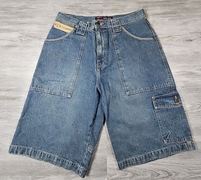 VTG Bugle Boy Cargo Shorts Mens 34 Y2K Blue Denim Baggy Skater Grunge Wide Leg 