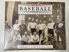 Baseball 1995 Calendar: Illustrated History by Ken Burns & Geoffrey C. Ward NEW
