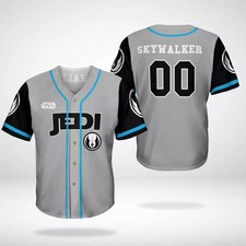 Personalized Star Wars Movie Jedi Skywalker 3D BASEBALL JERSEY With Sewn Trim