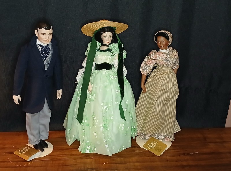 3 Franklin Heirloom Dolls Gone With The Wind Scarlett O'hara Rhett Butler