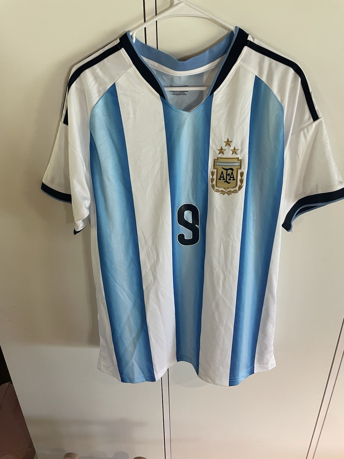 Argentina National Team Home Julien Alvarez #9 FULL KIT Size L Shirt Shorts Sock