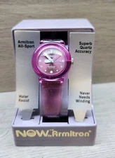 RARE VINTAGE WOMENS PINK ARMITRON BUBBLE WATCH JELLY STRAP NEW IN BOX