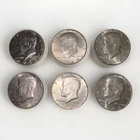 Lot of 6 Silver Kennedy Half Dollars 90% 1964 X 2, 40% Silver 1965 66 67 69-D