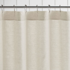Pottery Barn Belgian Flax Linen Hemstitch Shower Curtain Flax