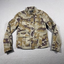 Sanctuary Camo Utility Jacket Women XS Button Front Military Field Coat Olive