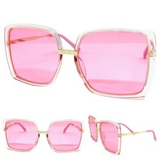 OVERSIZED Exaggerated Vintage Retro Style SUNGLASSES Large Big Pink Frame  Lens