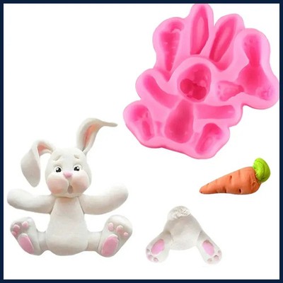 3D Rabbit Easter Bunny Silicone Mold Fondant Cake Mould Cupcake Decorating Tools