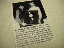 KATE BUSH receives Platinum award ...original 1979 music biz promo pic/text