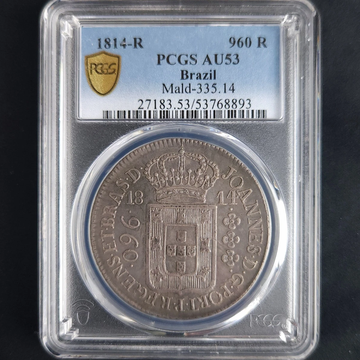 美術品・アンティーク・コレクション 外国銀貨 ブラジル960R銀貨1814年