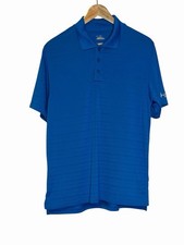 Under Armour Heat Gear Men  s Size Medium Blue Golf Polo Three Button