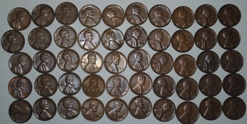 1938 S Lincoln Wheat Cent  Roll (50) ~ EF-AU