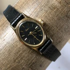 Vintage Timex Women Cavatina Dress Leather Oval Quartz Analog 18mm Watch 6 3/4"