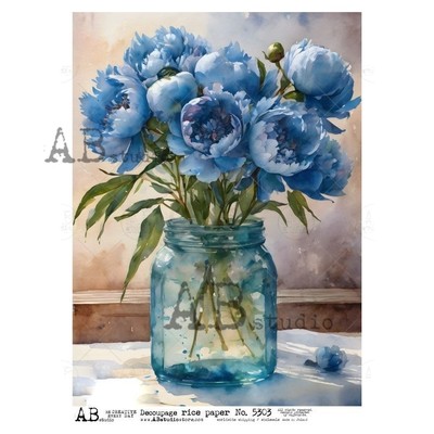 Mason Jar Floral | A4 Rice Paper | Paper for Decoupage | AB Studios