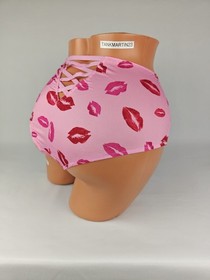 Cacique Cheeky Brief Sexy Plus Panty Lingerie 18/20 Pink Red Lips Kisses