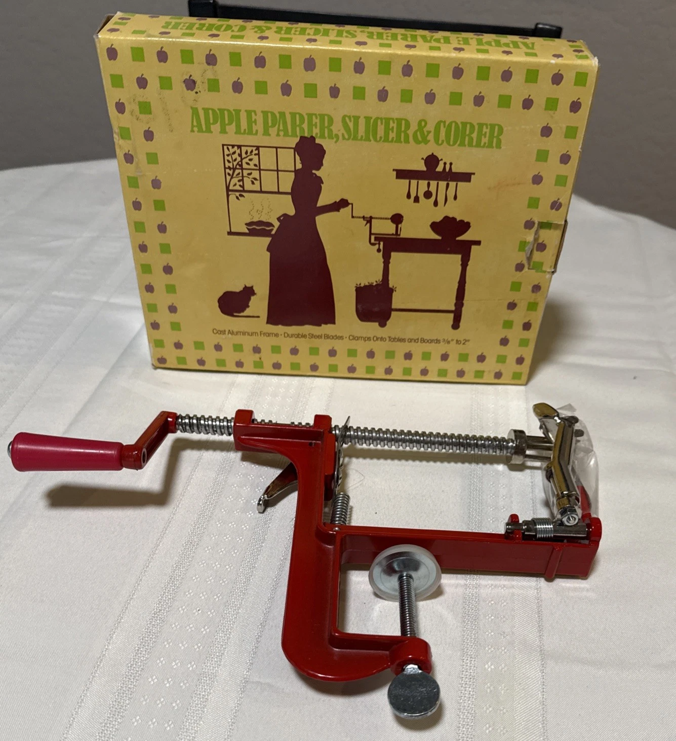 Vintage 1980 Bandwagon Deluxe Apple Peeler Slicer Corer Clamp-On w/ Box