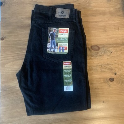 Wrangler Five Star Regular Fit Jeans Men s Size 38x30 Black 100% Cotton NWT