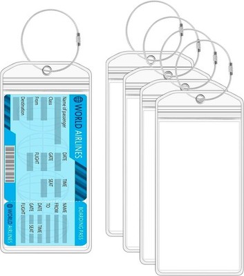 Transparente Kofferanhänger, 5er Set inkl. Metallbänder,